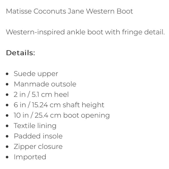 NIB Coconuts By Matisse 8.5M Saddle Suede Leather Western Fringe Booties - Picture 10 of 11